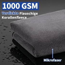 Faireach Microfibre Car Cloths, 50 x 80 cm, 1000 GSM Highly Absorbent Microfibre Cloth, Car Care, Set of 2, Ultra Soft, Scratch-Free Car Drying Cloth for Car, Household, Furniture, Cleaning Care