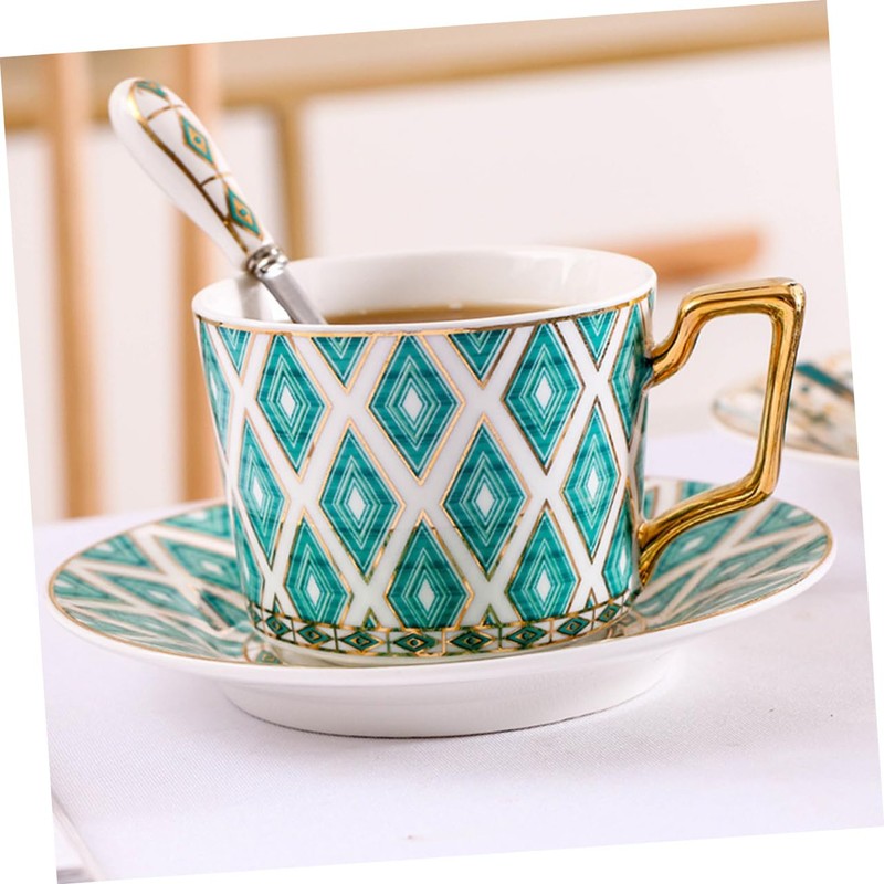 BIUDECO Piece Ceramic Tea Set Gold Trim Pattern Sturdy and