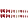 Christmas Press on Nails Almond Medium Fake Nails Glossy Red