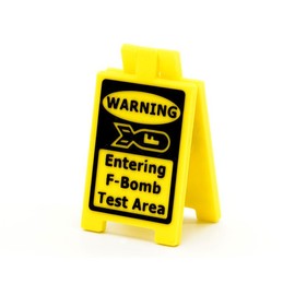 Entering F-Bomb Test Area Novelty Sign | Joke Desk Sign With Locking Hinge, Double Sided funny sign - Sign Color: Pink, Text Color: White