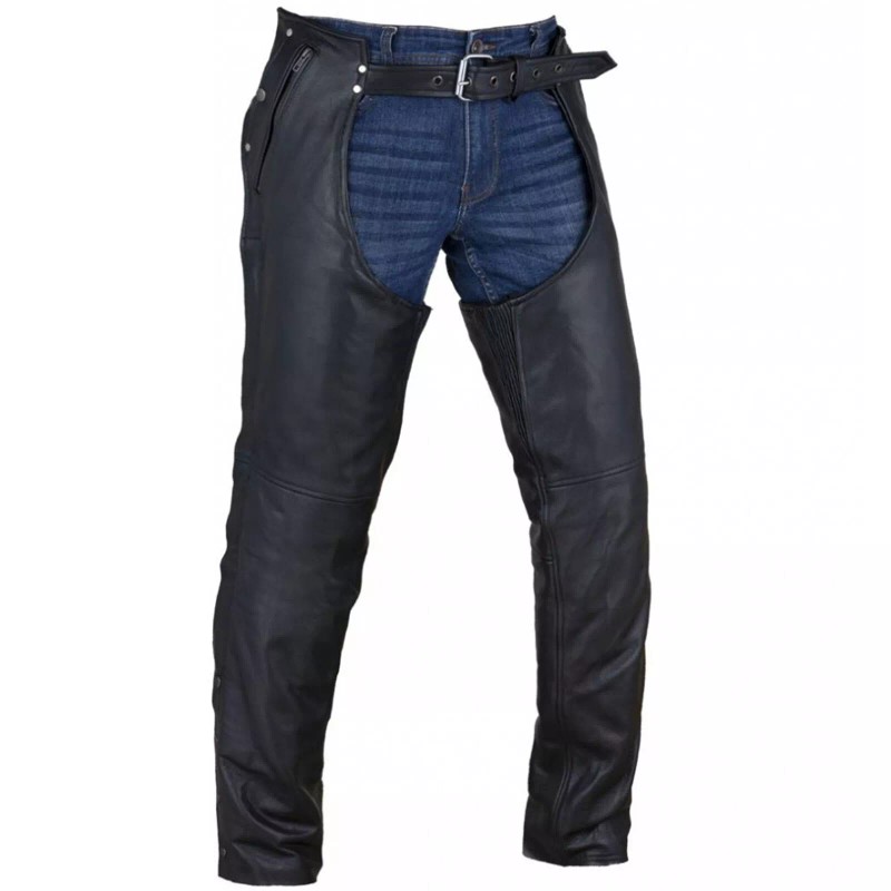 Dream Apparel Black Motorcycle Leather Chaps Men Women Biker Riding