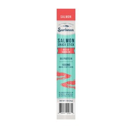 Surfsnax Salmon Jerky Snack Sticks - Sustainably Farmed Beechwood Smoked Salmon Snacks - Keto, Paleo, Low Carb, Whole30, 9g of Protein - Rich in Omega-3, 1 oz. (10 Count)