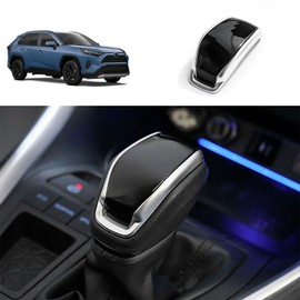 TERDARAY Gear Shift Knob Cover Compatible with Toyota RAV4 2024 2023 2022 2021 2020 Center Console Shifter Trim Interior Car Accessories ABS 1PC(Black with Silver)