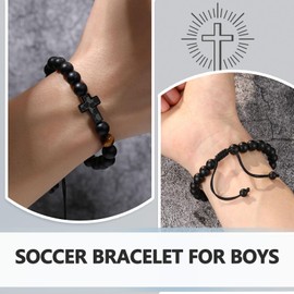 UNGENT THEM Soccer Gifts for Boys 8-12 12-14, Soccer Accessories Stuff Cross Bracelet Christmas Stocking Stuffers Gifts for Teenage Boys Teens