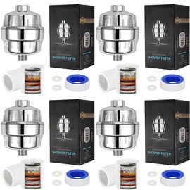 wangmin126 4Pcs 15 Stage Shower Head Filter Purifier with Filter for Hard Water Softener