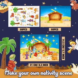 Yexiya 120 Sheets Christmas Nativity Stickers Make a Nativity Scene Sticker Kit Nativity Crafts for Religious Party Nativity Set for Christmas DIY Nativity Stickers for Christmas Art Supplies