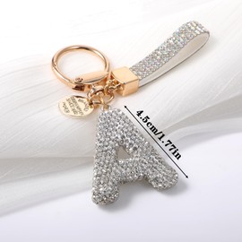 YBEATY Silver Bling Letter Key Chain Initial Letter Keychain Gold Initial with Lanyard Sparkly Cute Alphabet Backpack Car Keys Accessories for Women Backpack Handbag Wallet Bag Purse Charm