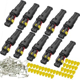 YETOR 2 pin connector kit,car way Waterproof Connector, 10 Kit Auto Electrical Connectors Series Terminals for Car, Truck, Boat(2pin Connector)