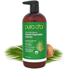PURA D'OR 24 Oz ORGANIC Vegetable Glycerin - Derived From Coconut - Clear & Odorless - 100% Pure Premium Grade, Non-GMO, Kosher, Vegan, Cold Pressed, For Hair & Body - DIY Skin Care Base