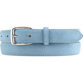 BELTINGER Italian Suede Belt 25mm Wide Ladies Ladies Ladies Belt Trouser Belt Suede Buckle Silver, Denim blue, silver.