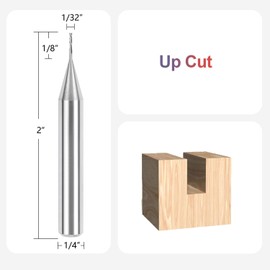 SpeTool Router Bits 1/4 Inch Shank Spiral Router Bit Up Cut CNC Router Bits 1/32 Inch Cutting Diameter 1/8 Inch Cutting Length HRC55 Solid Carbide End Mill for Wood Carving Woodworking
