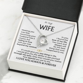 To My Wife Necklace From Husband, Gift For Her, Necklace For Wife From Husband, Gifts For Wife Romantic, To My Soulmate Necklace For Women, Christmas Anniversary Birthday Gift, Valentine Ideas (Forever Love, Silver Standard Box)