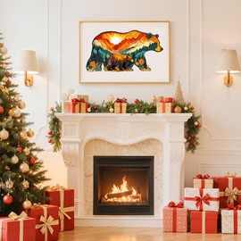 Wooden Puzzles for Adults - Bears in The Forest Wooden Jigsaw Puzzle, Unique Animal Shaped Wood Puzzles Adult, Christmas Birthday Gifts for Friends/Family, Home Decor 9.7 * 5.2in 80pcs