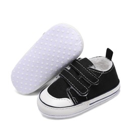 Shidangdisk Baby boys and girls celebrity high top sports shoes soft anti slip soles newborn first walker canvas fashionable denim shoes (a0/Black, Infant, 0 Months, Age Range, US Footwear Size System, 6 Months, Medium)