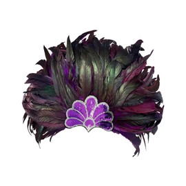 perfeclan Feather Headdress Headwear for Cosplay Mardi Gras Stage Performance, Purple