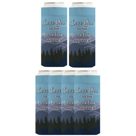Mountain Lover Gifts Love You to the Mountains and Back 6-Pack Ultra Slim Can Drink Sleeves