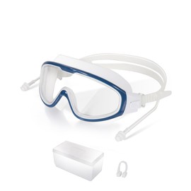 seasprint Swim Goggles, Wide View Clear View Swimming Goggles for Adult, Anti-Fog UV Protection No Leak Vision Pool Goggles(Blue White)