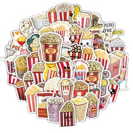 120pcs Popcorn Stickers Pack - Waterproof Vinyl Decals for Water Bottle, Laptop, Phone, Skateboard, Scrapbooking, Movie Night Party Favors & Decorations