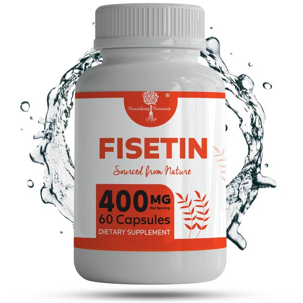 Organic Fisetin Supplement Capsules 400mg -4X Stronger- Natural Bioflavonoid Similar to Apigenin, Quercetin, Luteolin - Senolytic Activator May Support Brain Health, & Age-Defying