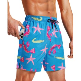 Milin Naco Mens Swim Trunks 5 inch Quick Dry Board Shorts with Zipper Pockets Mesh Lining Bathing Suit Beach Shorts