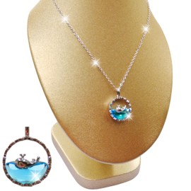 Whale Pendant Necklace, Sterling Silver, Blue Crystal, Sea Ocean Beach Lover, Beach Necklace, Cute Jewelry for Women Wife Mom Daughter Girlfriend, Sterling Silver, Created Opal
