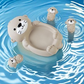 Otter Bath Set, 1 Mother Otter and 3 Baby Otters, Lovely Tub Otter, Easy to Clean Stackable, for Playing While Washing, Gifts for Boys and Girls