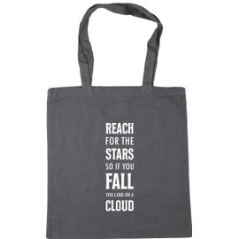 Hippowarehouse Reach For The Stars So If You Fall You Land On A Cloud Tote Shopping Gym Beach Bag 42cm x38cm, 10 litres