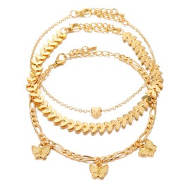 Zeayebsr Anklet for Women, Gold Anklet for Women, Necklaces for Women, Waterproof, Gold Anklets for Women Set, Waterproof Layered Gold Anklet for Teenagers, Girls, Jewellery Gift