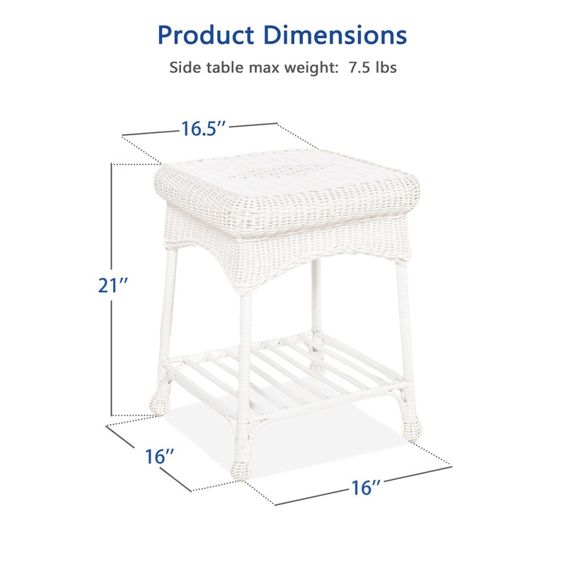 Jeco Inc Outdoor White Wicker End Table