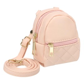 PATIKIL Mini Backpack Cute Cosmetic Bag for Women, PU Leather Creative Crossbody Bag with Lanyard for Makeup Key Card Data Cable Organizer Zipper Coin Pouch, Light Pink