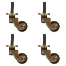 A29 Set of 4 Casters Heavy Duty, Solid Brass Stem Caster Wheels Safe for Floors, Replacement for Floor Mat, Wheels for Furniture/Chairs/Tables, Heavy Duty Caster 1 Inch, Antique Brass Finish