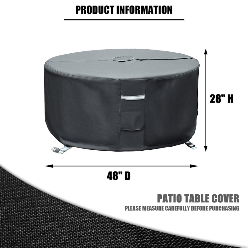 Round Patio Table Cover with Umbrella Hole - 48" Dia