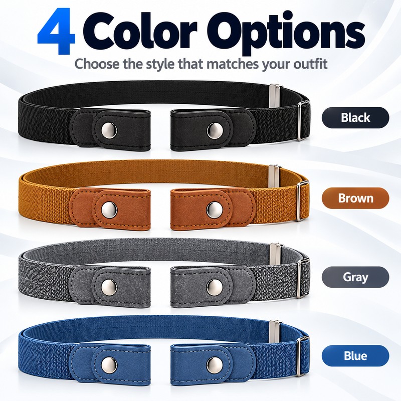 Unisex 3cm Elastic Fabric Belt for Jeans and Pants, Invisible-Style