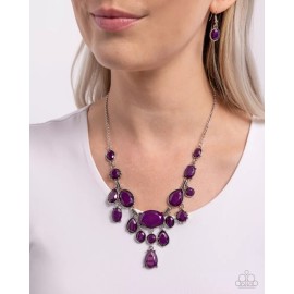 Paparazzi Significant Influence - Purple - Faceted Plum Beads - Necklace and Ear