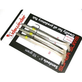 Sidewinder super slim 6"- 10grm sandeel lures natural/yellow spot pack of 3