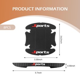 Ferianl 8PCS Car Door Handle Protector, Sport Car Door Handle Scratch Protectors, Doors Handle Bowl Sticker Paint Guard Cover, Auto Accessories for Most Vehicle