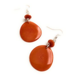 Tagua Nut Pendientes en naranja oscuro, marfil vegetal Pendientes colgantes Tag222
