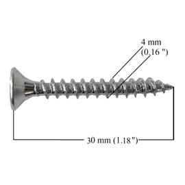 M4 Wood Screws Zinc Plated Silver Long 1 inch (0.16" x1.18") 4.0 x 30mm Box of 200pcs