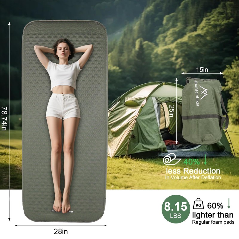 Self Inflating Sleeping Pad with Foam and Electric Pump，Innovative Y-Shaped