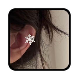 Xmsrn Vintage Crystal Snowflake Ear Cuff Earrings Rhinestone Snowflake Cuff Earrings Silver Cz Snowflake Ear Climber Earrings Snowflake Ear Cartilage Cuff Earrings for Women