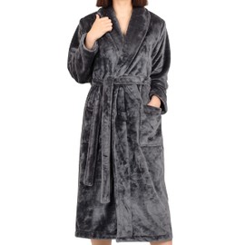 Cotton Paradise Mens and Womens Robe, Warm Fleece Unisex Bathrobes, Soft Plush House Robes, Large-X Large, Dark Gray