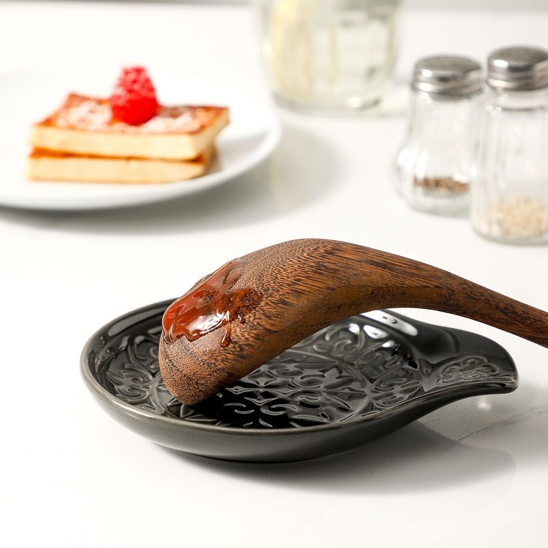 Howise Farmhouse Ceramic Spoon Rests Holder for Kitchen Counter Stove