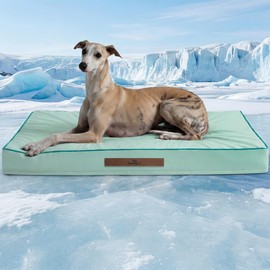 blunique Cooling Dog Bed for Large Dogs, Orthpedic Cooling Pet Bed Dog Crate Mat for Summer with Removable Washable Cover, Breathable Egg Crate Foam with Waterproof Liner, Q-Max >0.45, Light Aqua