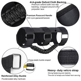 Endollars Roll Bar Grab Handles for Jeep Wrangler Accessories JL JK TJ YJ Gladiator, Black Paracord Jeep Hand Grips, Packs of 4