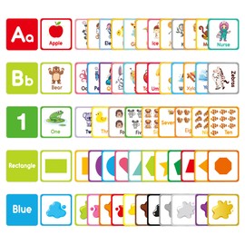Toddler Flash Cards Learning 60 Double Sides Flashcards for Alphabets, Numbers, Colors, Shapes Educational Toys for Preschool