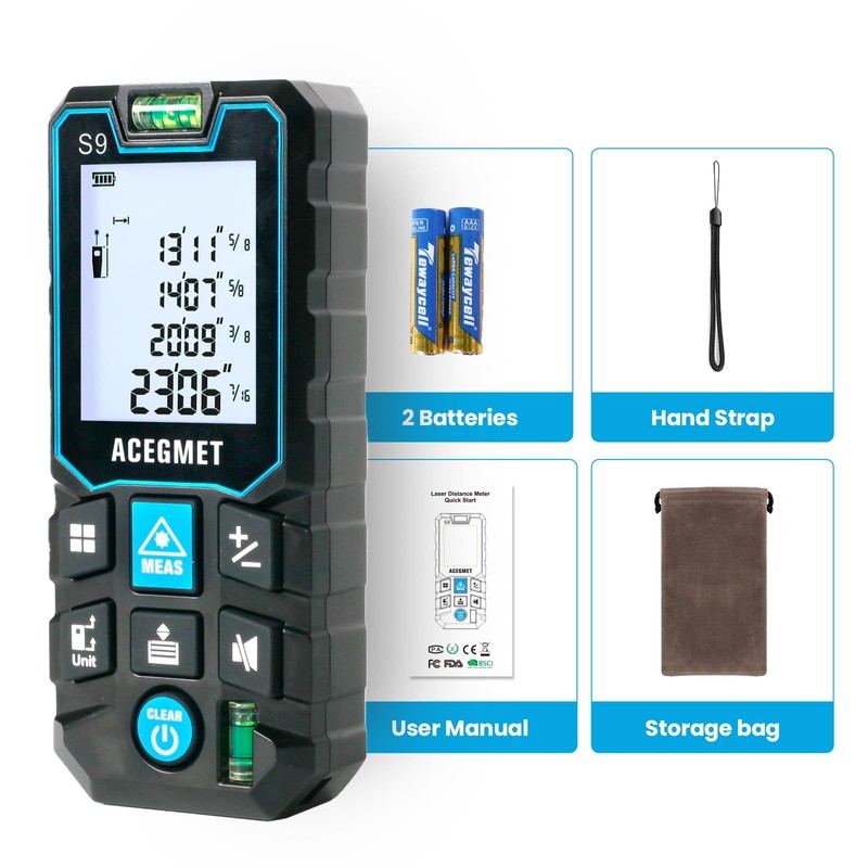 ACEGMET Laser Measure with Phone App, 229ft/70m Laser Measurement Tool