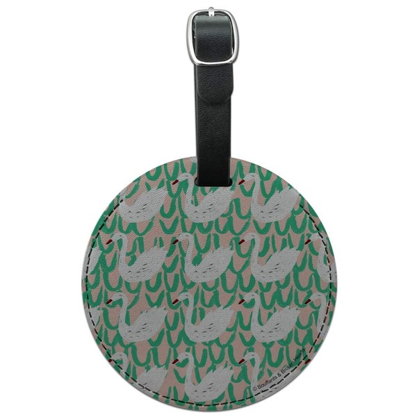 White Swans Swimming Pattern Round Leather Luggage Card Suitcase Carry-On