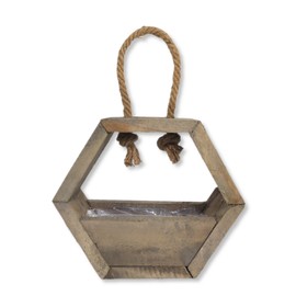 Wooden Hanging Basket Natural Brown Flower Pot Hanging Wall Decoration 25 x 37 cm