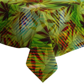 Xtremepads Hemp Leaves On Pattern Pattern - Square Linen Tablecloth, 60" x 60" inches Washable Decorative Table Cloth