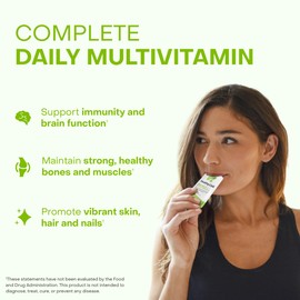 Healthycell Vegan Daily Multivitamin Liquid Supplement with Iron and Omega-3, 25+ Essential Vitamins, Minerals & Nutrients for Brain & Heart Health, Immune Support & Energy - 30 Gel Packs